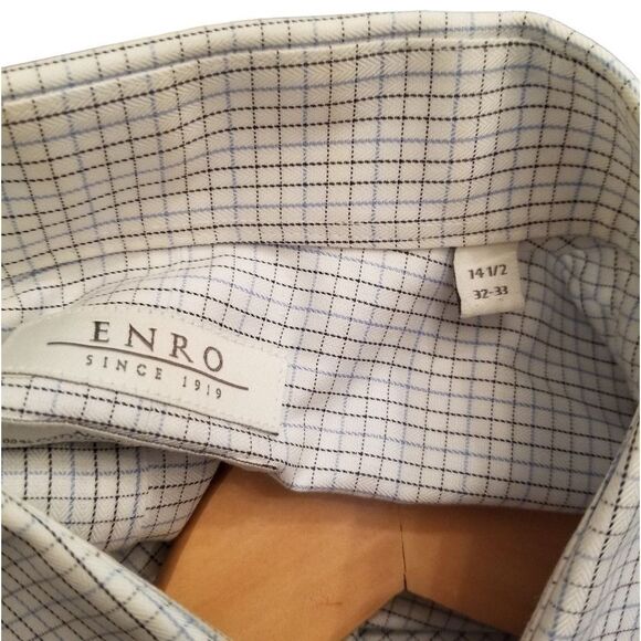 Enro Non Iron Long Sleeve White Multi Plaid Shirt Size 14.5 - 32/33  7 0297 - Picture 3 of 7